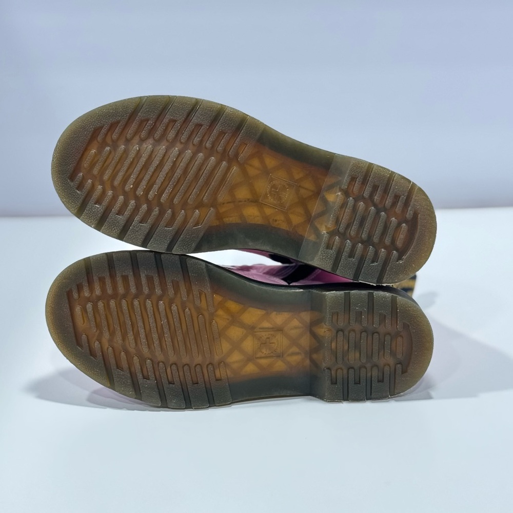 Dr. Martens Kids Pink Leather Boots with Yellow Stitching - Picture 10 of 10